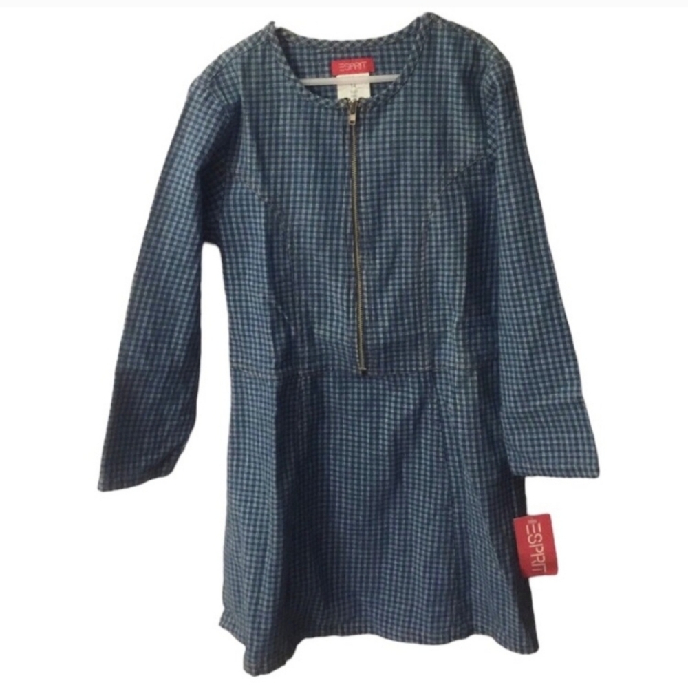 ESPRIT KIDS Navy & White Gingham Dress GirlsVintage NWT!!